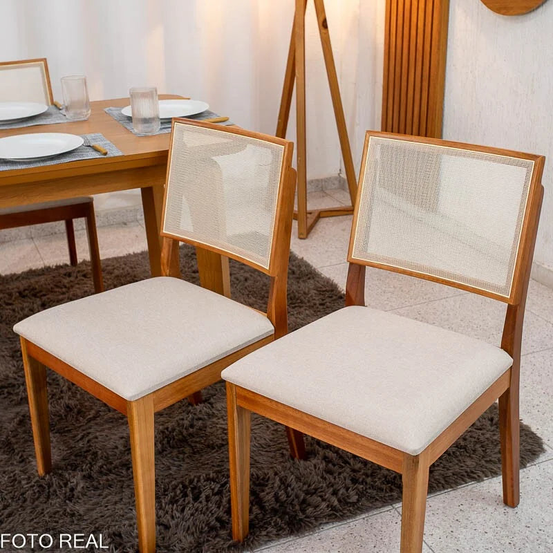 2 Cadeiras Dubai Linho Bege 629 Madeira Maciça – Art Assento