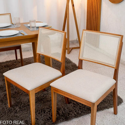 2 Cadeiras Dubai Linho Bege 629 Madeira Maciça – Art Assento