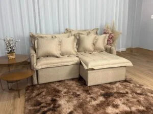 Sofá Retrátil Caixa Zero Munique 1.80m – Bege Linho