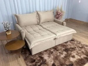 Sofá Retrátil Caixa Zero Munique 1.80m – Bege Linho