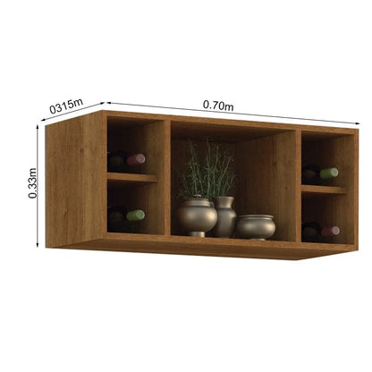 Balcão Pérola Cinamomo/Off 1.20m + Aéreo 2 Portas 1.20m Cinamomo/Off + Armário de Geladeira Pérola Cinamomo – Sallêto