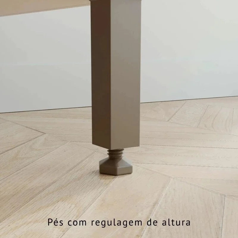 Balcão Flórida 3 Portas 2 Gavetas Larg. 1.20m + Armário Aéreo Florida 2 Portas Larg. 1.20m Ripado Cinamomo/Off – Sallêto