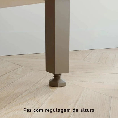 Balcão Flórida 3 Portas 2 Gavetas Larg. 1.20m + Armário Aéreo Florida 2 Portas Larg. 1.20m Ripado Cinamomo/Off – Sallêto