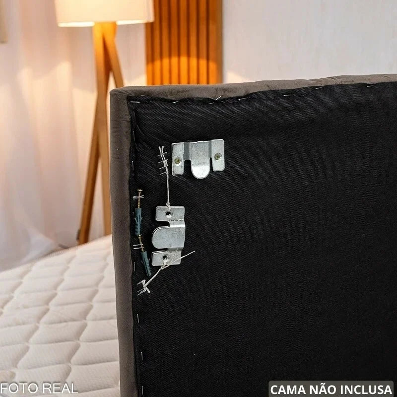 Painel Cabeceira Box Casal 1.40 Roma Veludo Preto