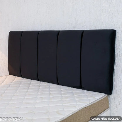 Painel Cabeceira Box Casal 1.40 Roma Veludo Preto