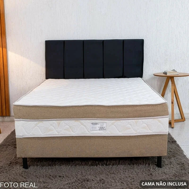 Painel Cabeceira Box Casal 1.40 Roma Veludo Preto