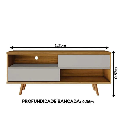 Rack Bancada NT 1180 Larg.1.35m Freijó/Off para TV até 55″- Notável