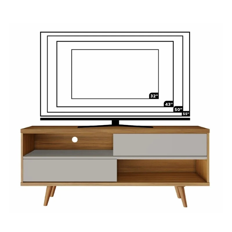 Rack Bancada NT 1180 Larg.1.35m Freijó/Off para TV até 55″- Notável