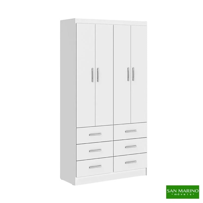 Roupeiro Nápoles Larg. 0.93m Branco 4 Portas 6 Gavetas – San Marino