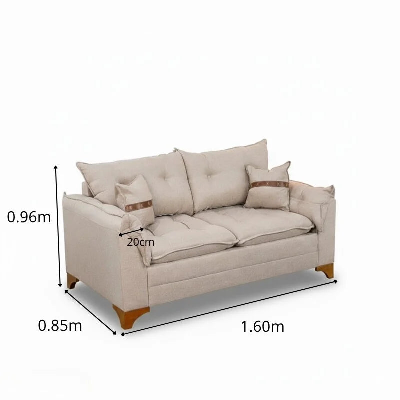 Sofá 2 Lugares Creta Larg. 1.60m Linho Bege 24 – Molas bonnel