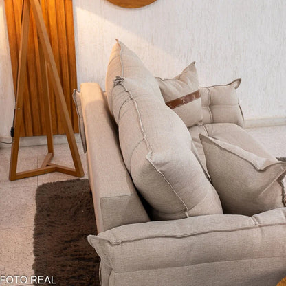 Sofá 2 Lugares Creta Larg. 1.60m Linho Bege 24 – Molas bonnel