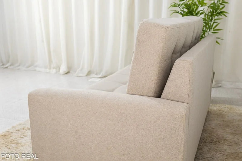 Sofá 3 lugares Living Áustria Linho Bege A57 Larg. 1.70m