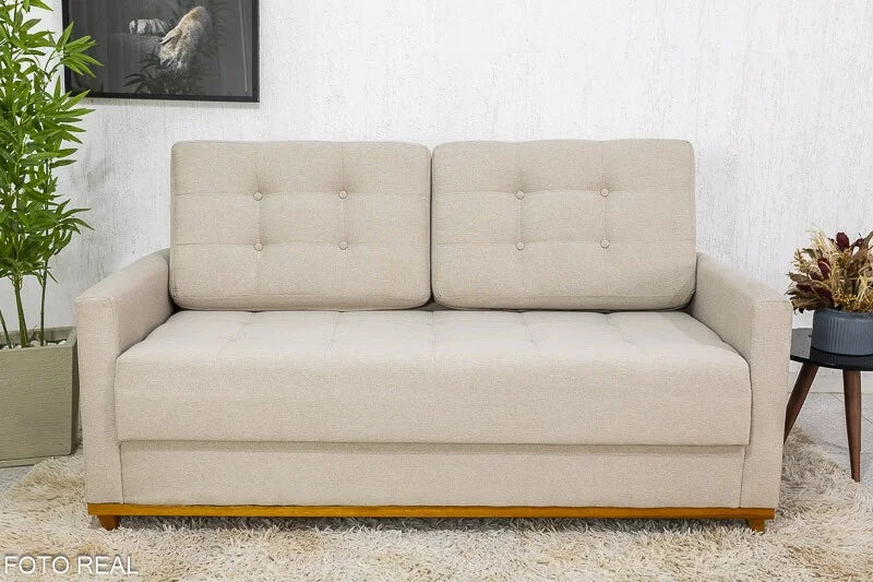 Sofá 3 lugares Living Áustria Linho Bege A57 Larg. 1.70m