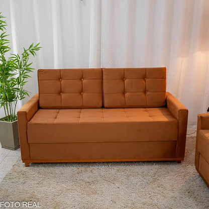 Sofá 3 lugares Living Áustria Veludo Terracota A62 Larg. 1.70m