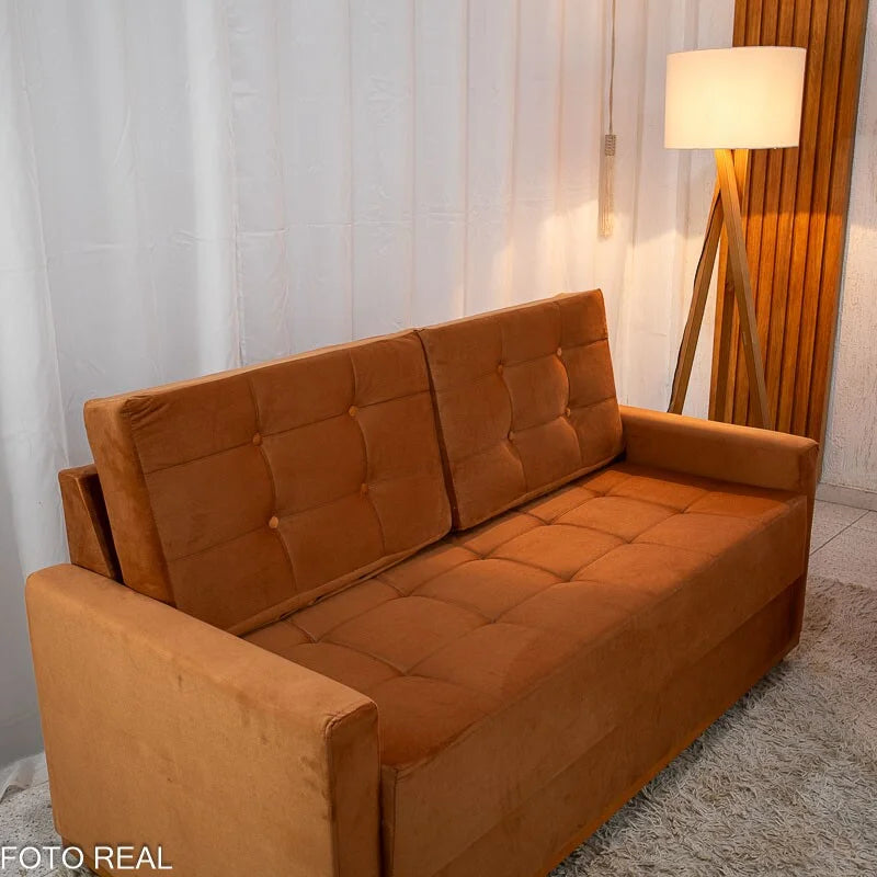 Sofá 3 lugares Living Áustria Veludo Terracota A62 Larg. 1.70m
