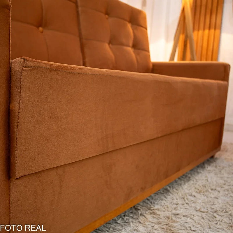 Sofá 3 lugares Living Áustria Veludo Terracota A62 Larg. 1.70m