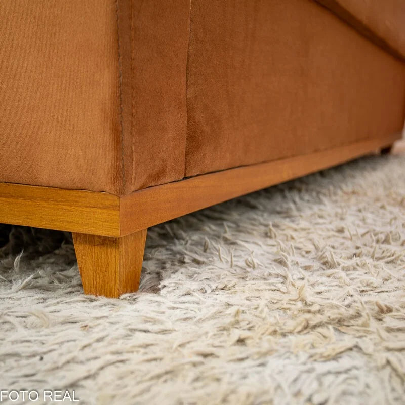 Sofá 3 lugares Living Áustria Veludo Terracota A62 Larg. 1.70m