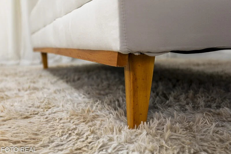 Sofá Cama Madrid Veludo Bege 2269 Larg. 1.80m – Molas Bonnel