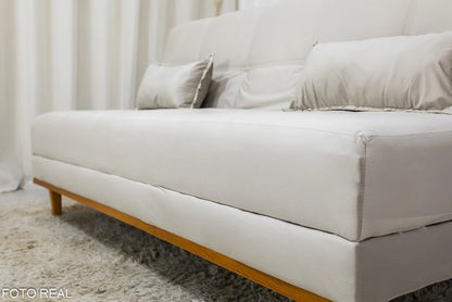 Sofá Cama Madrid Veludo Bege 2269 Larg. 1.80m – Molas Bonnel