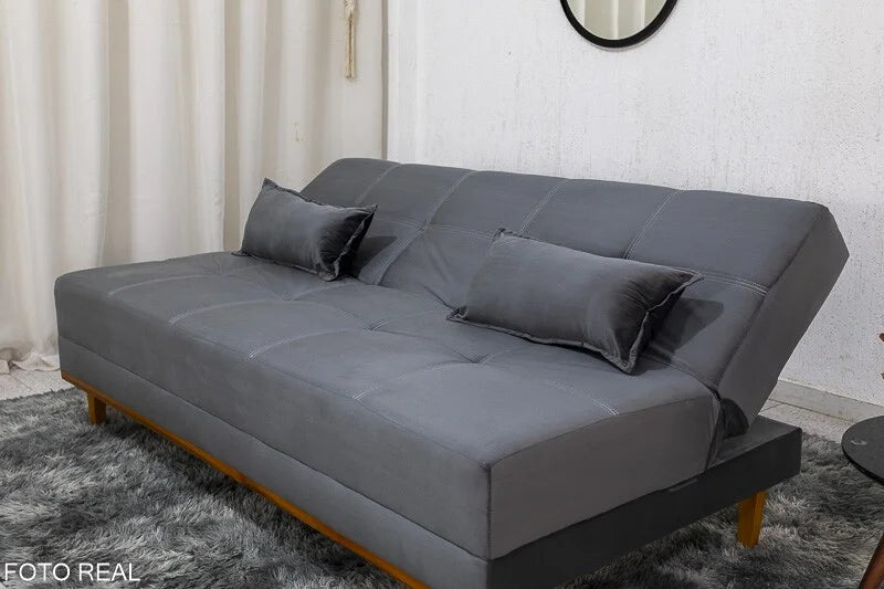 Sofá Cama Madrid Veludo Cinza 2303 Larg. 1.80m – Molas Bonnel