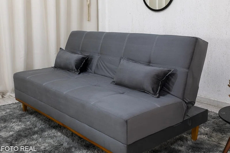 Sofá Cama Madrid Veludo Cinza 2303 Larg. 1.80m – Molas Bonnel