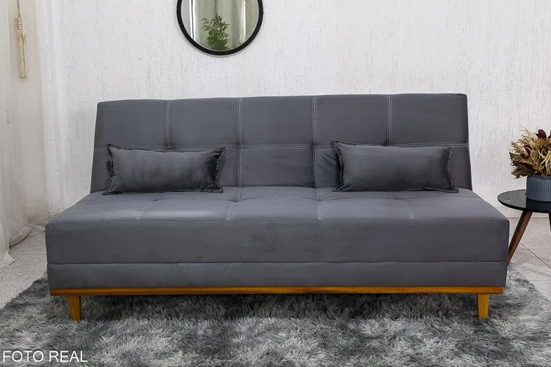 Sofá Cama Madrid Veludo Cinza 2303 Larg. 1.80m – Molas Bonnel
