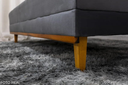 Sofá Cama Madrid Veludo Cinza 2303 Larg. 1.80m – Molas Bonnel