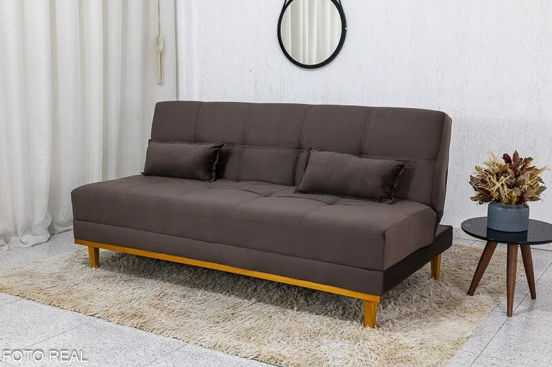 Sofá Cama Madrid Veludo Marrom 2263 Larg. 1.80m – Molas Bonnel