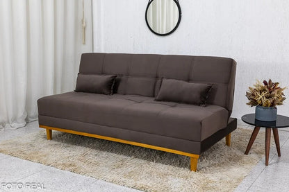 Sofá Cama Madrid Veludo Marrom 2263 Larg. 1.80m – Molas Bonnel