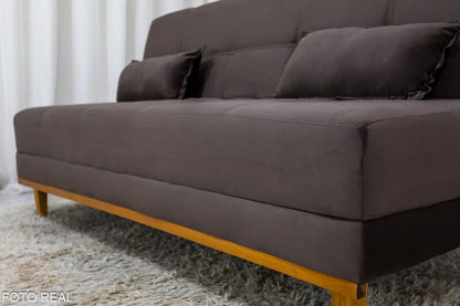 Sofá Cama Madrid Veludo Marrom 2263 Larg. 1.80m – Molas Bonnel