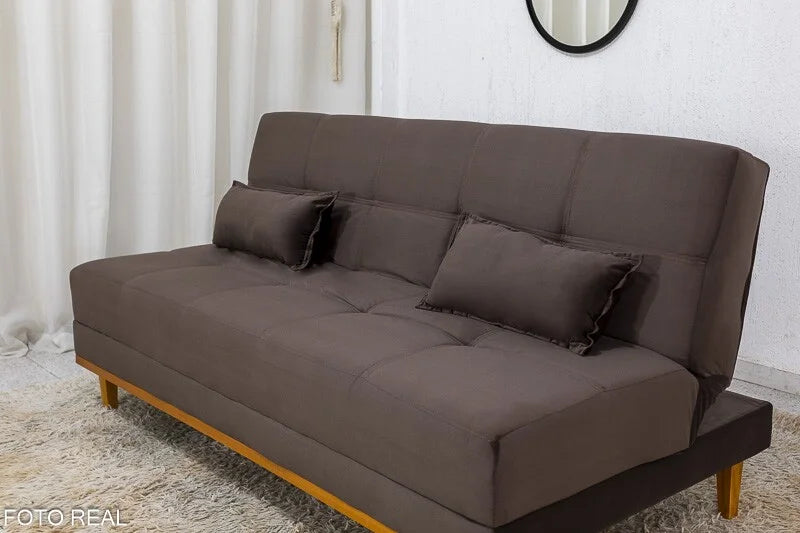 Sofá Cama Madrid Veludo Marrom 2263 Larg. 1.80m – Molas Bonnel