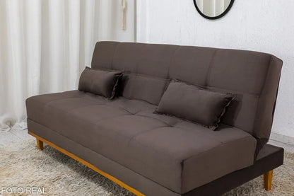 Sofá Cama Madrid Veludo Marrom 2263 Larg. 1.80m – Molas Bonnel