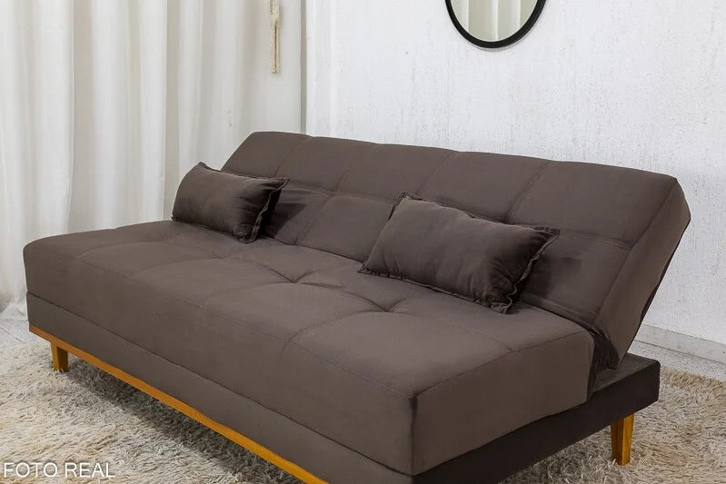 Sofá Cama Madrid Veludo Marrom 2263 Larg. 1.80m – Molas Bonnel