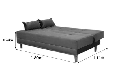 Sofá Cama Madrid Veludo Cinza 2303 Larg. 1.80m – Molas Bonnel