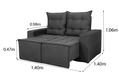 Sofá Retrátil Reclinável Rafaela 1.60m Veludinho Cinza A15
