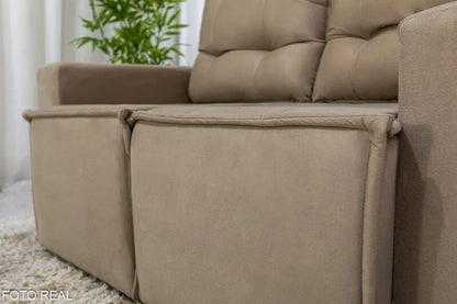 Sofá Retrátil Reclinável Rafaela 1.40m Veludinho Bege B09