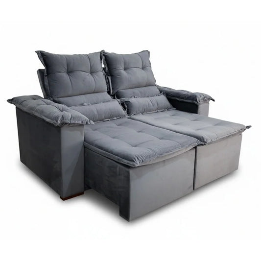 Sofá Retrátil Reclinável Nicole 1.80m Veludo Grafite A15
