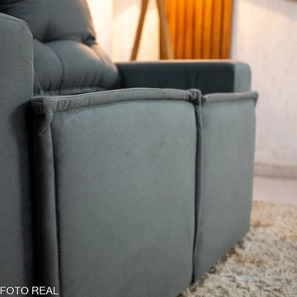 Sofá Retrátil Reclinável Rafaela 1.60m Veludinho Cinza A15