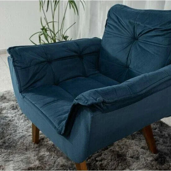Poltrona Pérola Veludo Azul