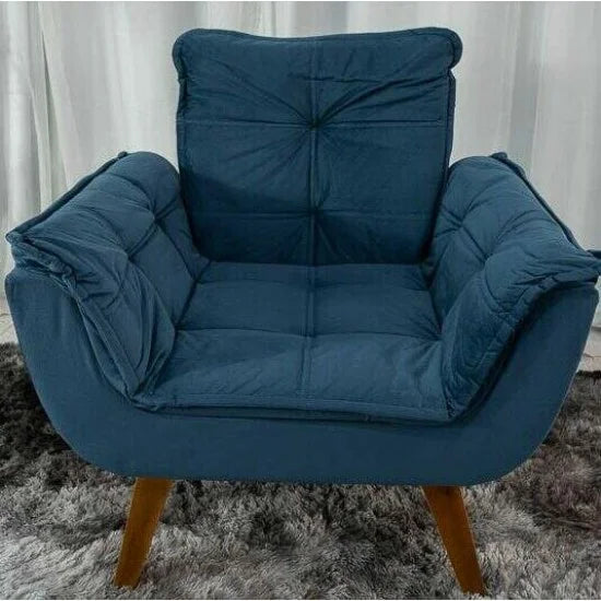Poltrona Pérola Veludo Azul