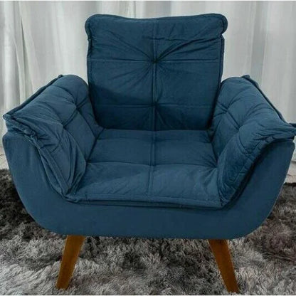 Poltrona Pérola Veludo Azul