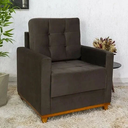 Poltrona Áustria Veludo Marrom A17